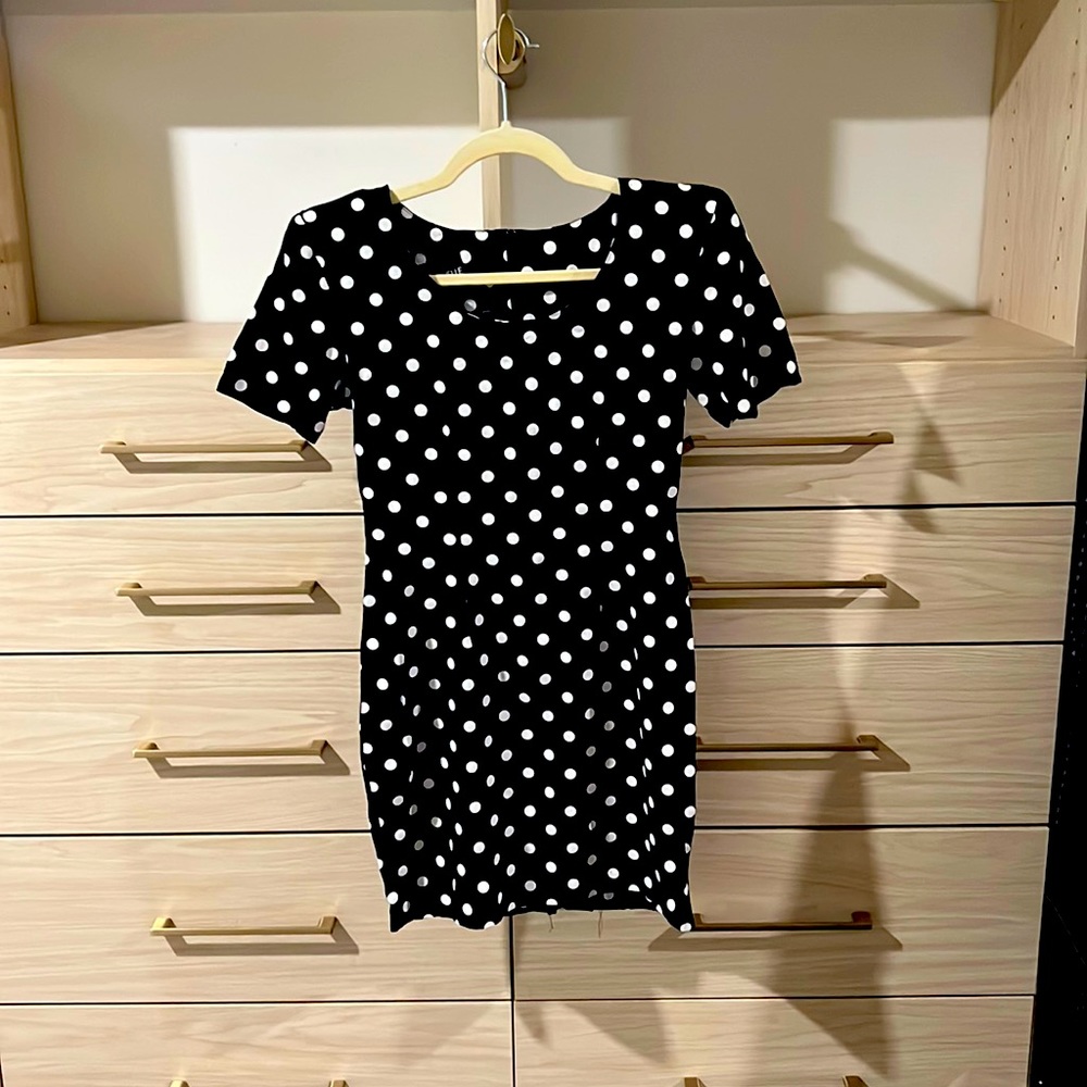 VINTAGE | Polka Dot Mini Dress with Shoulder Pads